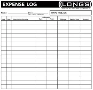 Expense Log Format