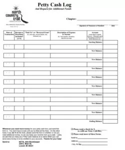 Printable Petty Cash Log Template