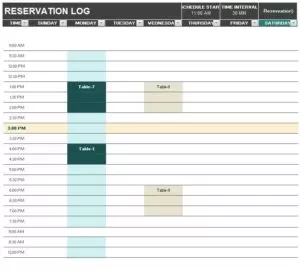 Reservation Log Template Excel