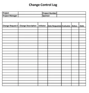 Change Control Log Template
