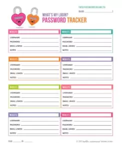 Personal Password Log Template