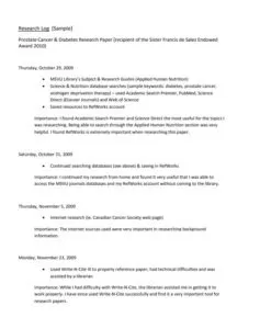 Research Log Layout