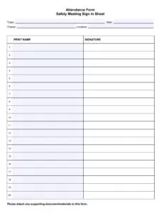 Attendance Log Form