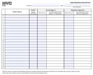 Daily Attendance Log Template