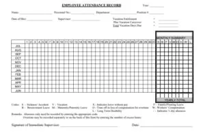 Employee Attendance Log Template