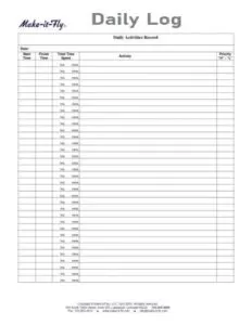 Blank Daily Log Template