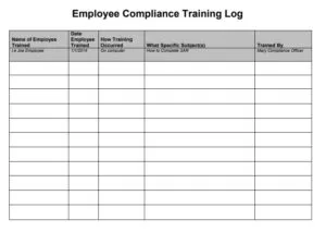 Employee Compliance Training Log Template