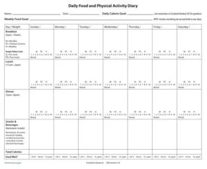Exercise Diary Template