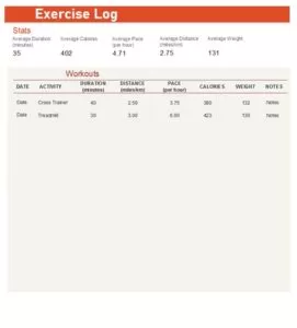Exercise Log Template Excel