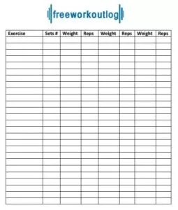 Exercise Log Template PDF