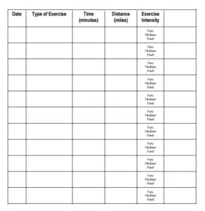 Exercise Log Template Word