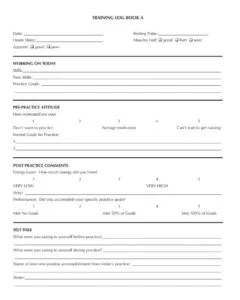 Player Training Log Template