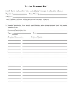 Safety Training Log Format
