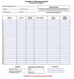 Training Log Form