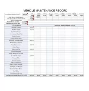 Vehicle Maintenance Log Template