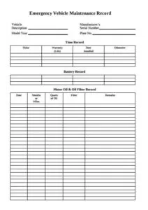 Vehicle Repair Log Template