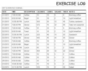 Weekly Exercise Log Template