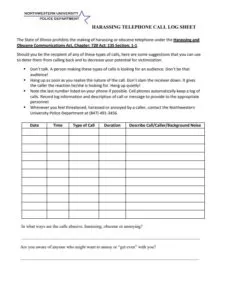 Call Log Sheet Template