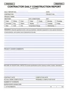 Daily Construction Log Template
