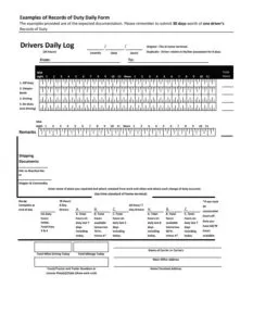 Driver Daily Log Template