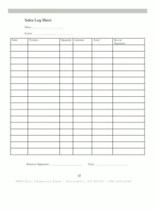 Sales Log Sheet Template