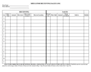 Sales Receiving Log Template