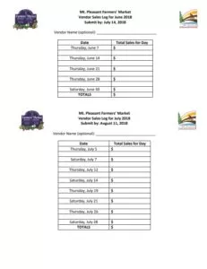 Vendor Sales Log Template