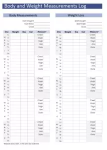 Body Measurements Log Template Excel