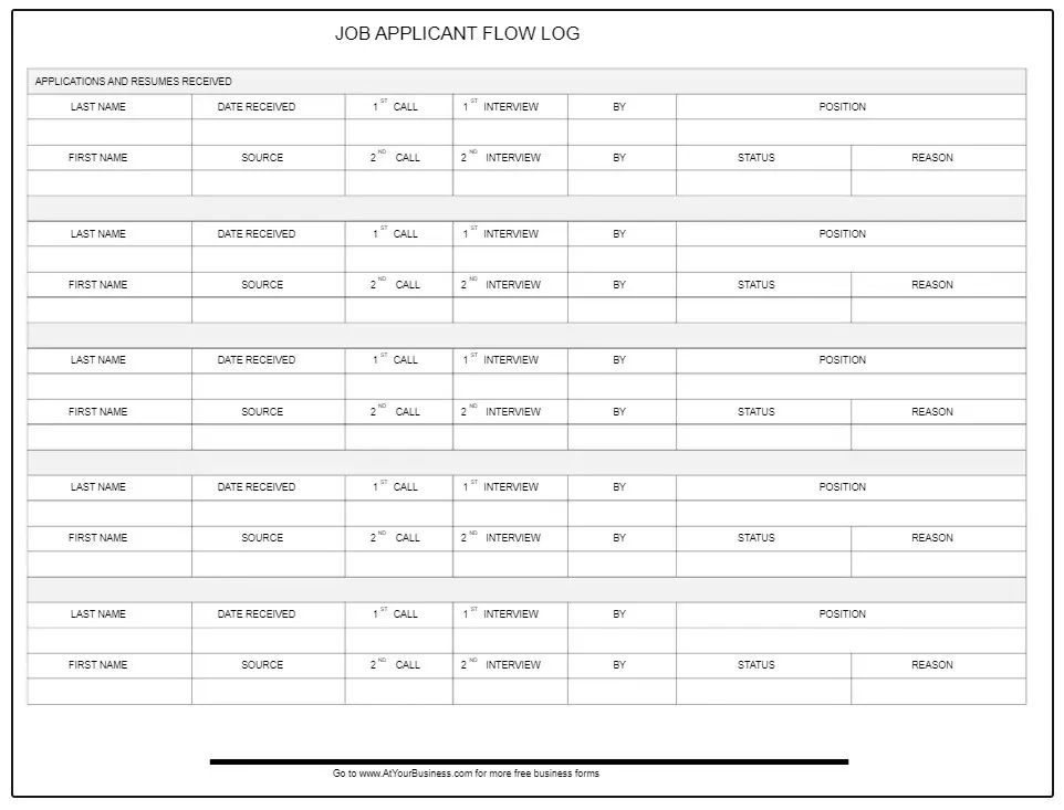 Job Application Flow Log Template