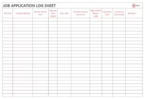 Job Application Log Sheet Template