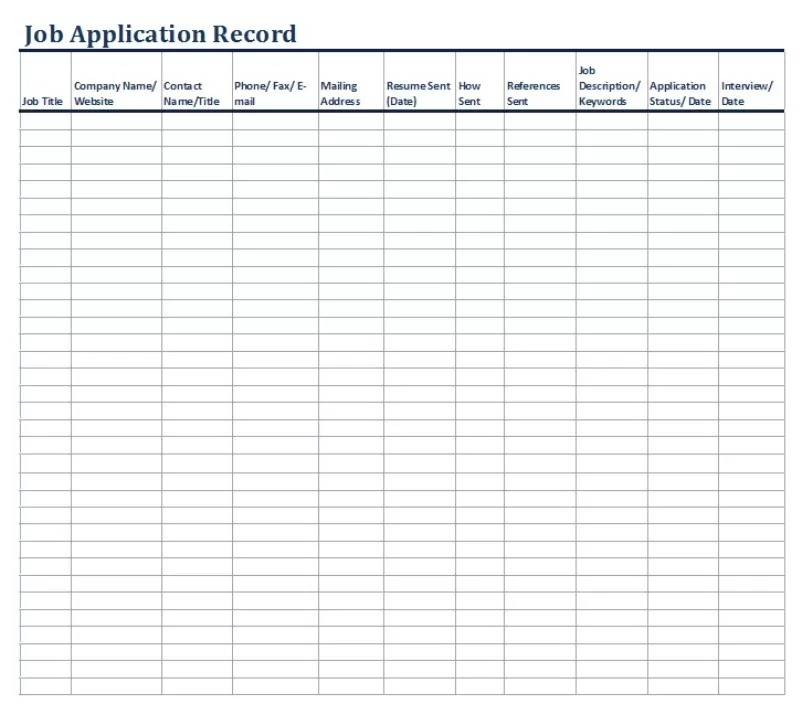 Job Application Log Template