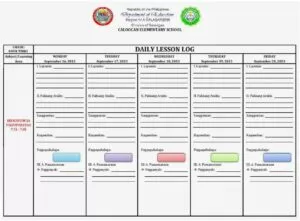 Daily Lesson Log Sample