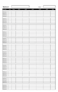 Blank Workout Log Template