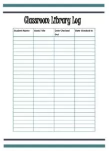 Classroom Library Log Template