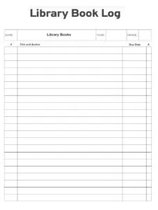 Library Book Log Template