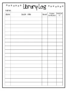 Library Log Template Word