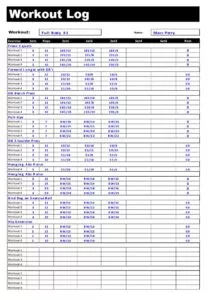 Weekly Workout Log Template