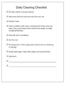 Daily House Cleaning Log Template
