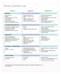House Cleaning Log Template PDF