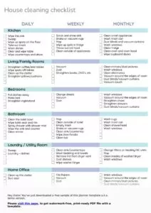 House Cleaning Log Template Pdf 1