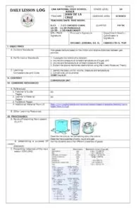 Daily Lesson Log Form