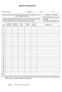 Driver Time Log Template