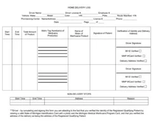 Home Delivery Log Template