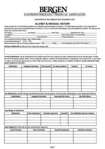 Allergy History Log Template Pdf