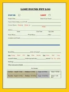 Lost And Found Pet Log Template