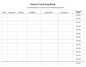 Flower Card Log Book Template