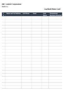 Log Book Flower Card Template