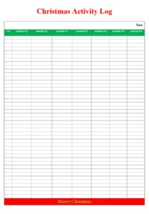 Christmas Activity Log Format