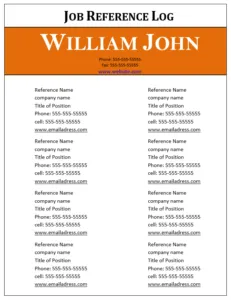 Job Reference Log Template