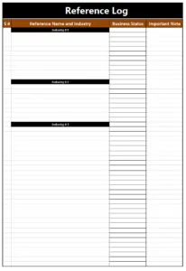 Reference Log Template Excel
